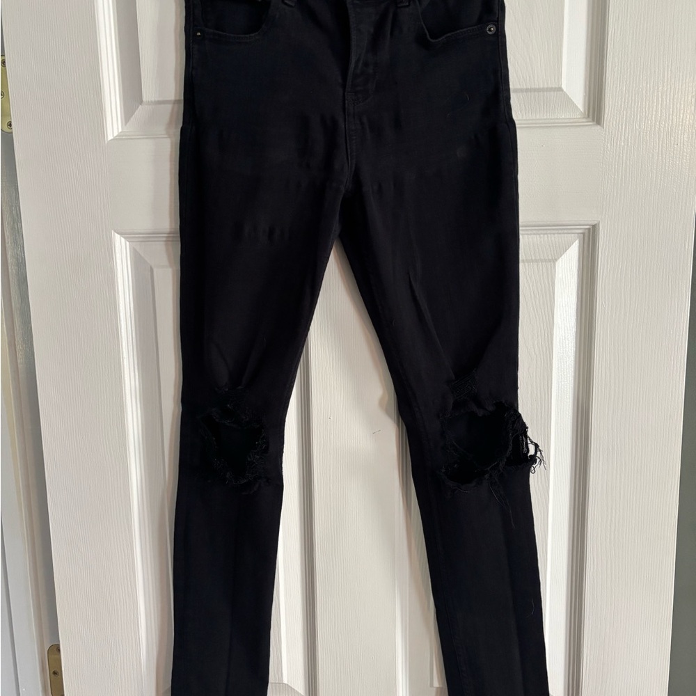 Express Black Distressed Skinny Jeans